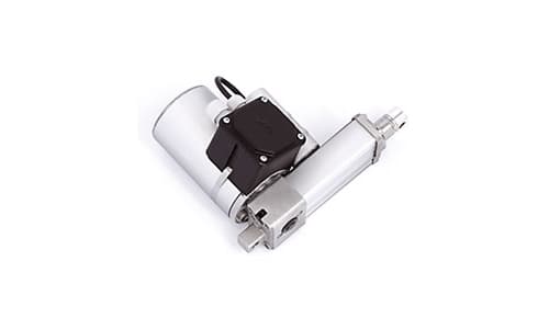 Actuador lineal eléctrico metálico con brazo de acero inoxidable. Fuerza máxima de 2.000 N. Motor de corriente continua 12÷24÷36 VCC. Carreras de 50 hasta 300 mm (ampliable). Velocidades de 10, 20, 30 mm/seg. Micros finales de carrera ajustables. Disposición de motor a mano derecha o izquierda.