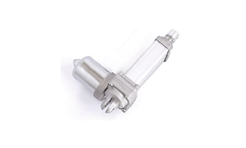 Actuador lineal eléctrico completamente metálico.
Engranajes sobre-dimensionados para grandes cargas.
Fuerza máxima de 5.000 N.
Motor de corriente continua 12÷24÷36 VCC.
Carreras de 50 hasta 300 mm (ampliable).
Velocidades de 3, 5, 9, 13 y 26 mm/seg.
Micros finales de carrera ajustables.