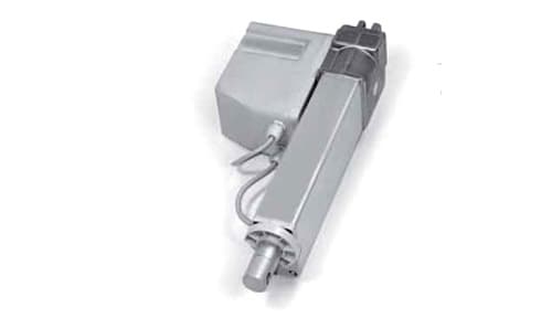 Actuador lineal eléctrico robusto para aplicaciones médicas. Accionamiento AC completamente silencioso. Finales de carrera integrados y ajustables. Fuerza máxima de 8.000 N. Motor de corriente alterna 230 VAC. Carreras de 100 hasta 400 mm (ampliable). Velocidades de 7 y 14 mm/seg.